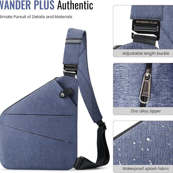 Anti Theft Crossbody Travel Bag for Women Men, Multi-Pocket Crossbody Bag, Slim - Picture 3 of 6